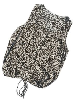 freebird Black and Cream Leopard-Print Top